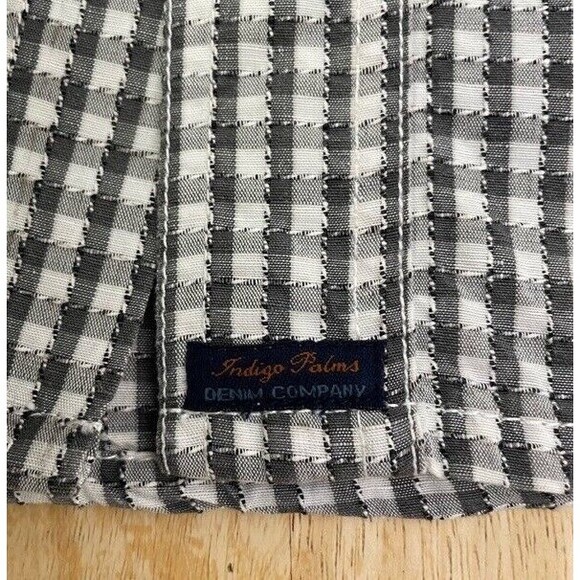 TOMMY BAHAMA Indigo Palms Linen Tencel Checkered Textured Buttoned Shirt XXL - Picture 5 of 8